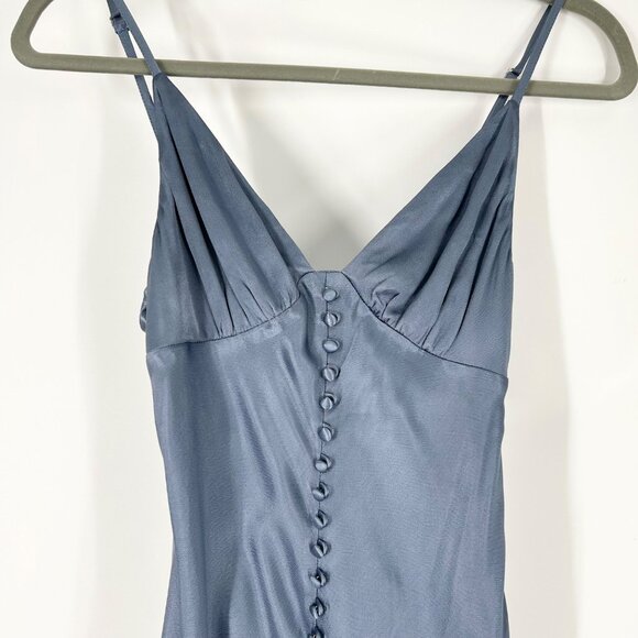 NWT Shona Joy La Lune Button Front Bias Slip Dress in Blue Smoke - Picture 5 of 10